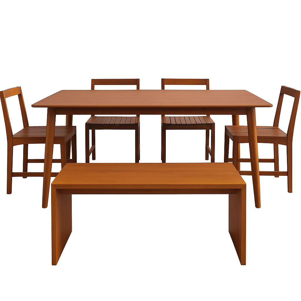 RUNDA 1.35M DINING SET (1 TABLE + 2 LITE CHAIRS + 1 PLANK 1M BECH)