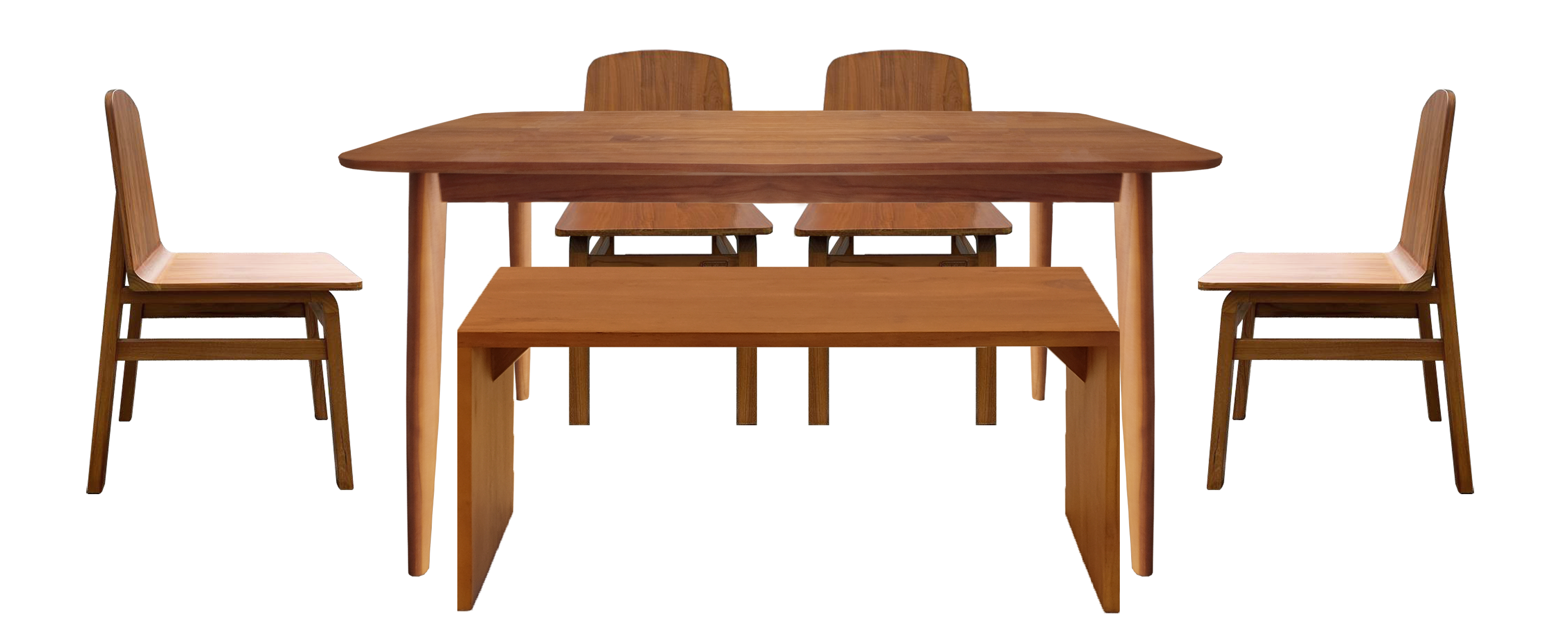 RINNA 1.5M DINING SET (1 TABLE + 2 KOBLE CHAIRS + 1 PLANK 1.3M BECH)