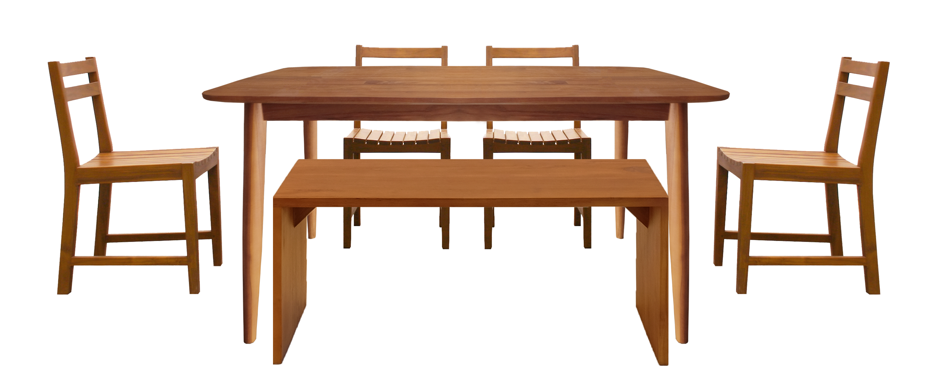 RINNA 1.5M DINING SET (1 TABLE + 2 LITE CHAIRS + 1 PLANK 1.3M BECH)